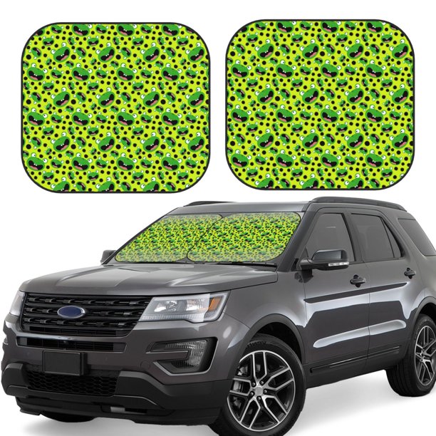 Balery Frogs Parasol para parabrisas de coche de 2 piezas | Parasol plegable para parabrisas delantero de coche para la mayoría de sedanes-Medium