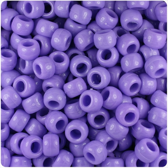 BeadTin Lilac Opaque 9mm Barrel Pony Beads (500pc)