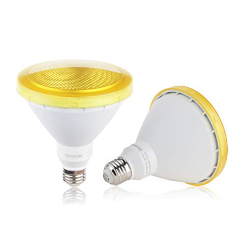 Yellow Led Light Bulb 2 Pack Par38 15w, Outdoor Led Flood Light Bulbs 100 Watt Equivalent