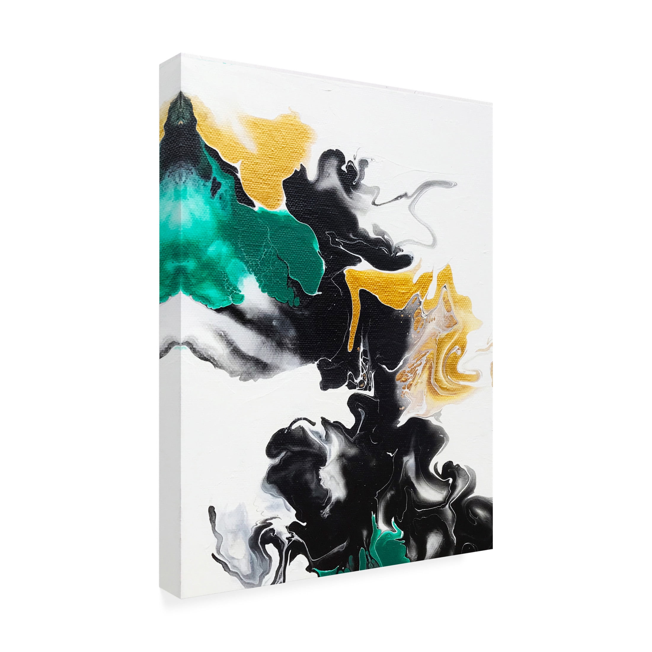 Trademark Fine Art Alyson Storms Green and Gold Ribbons 2 Canvas Wall Art
