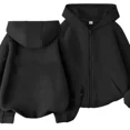 thumbnail image 5 of 2024 Otoño Invierno Casual Color sólido cárdigan Sudadera con capucha Simple cómodo mediano grande niños forro polar cremallera Sw, 5 of 5