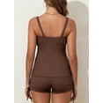 thumbnail image 6 of Eytino Swimsuit Women Two Piece Tankini Swimsuits Tummy Control Bathing Suit V Neck Swimming Suits Swim Tankini Top with Boyshorts Swimwear Brown S-2XL, 6 of 11