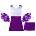 thumbnail image 6 of YONGHS Kids Girls Cheerleading Halloween Outfits Sequins Dance Dress+Shorts+Pom Poms, 6 of 7