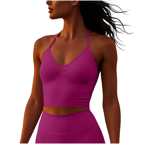 Byworldtasic No Boundarie Longline Strappy Top for Women Halter Workout Tank Tops Backless Gym Longline Top
