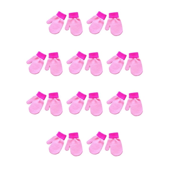 Manoplas para niños Minnieouse 1 par estilo simple Color sólido cubierta térmica para calentar las manos de punto 10piezas Rosa