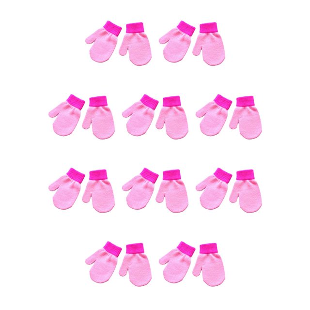 Manoplas para niños Minnieouse 1 par estilo simple Color sólido cubierta térmica para calentar las manos de punto 10piezas Rosa