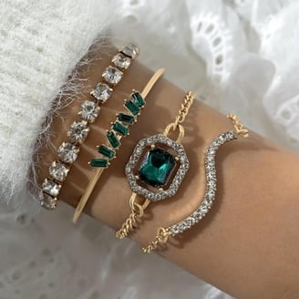 Touchstone Indian Bollywood Bracelet Set - 24 Green Textured Bangles, Handcrafted Metal, Medium-Large Size