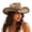 Khaki1, variant on Sun Hat with Western Cutout Design and Wide Brim for Beach Travel Outdoor Cowboy Style Lightweight
