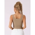 thumbnail image 2 of DARING DIVA Women's Square Neck Ribbed Slim Fit Tank Top Built-In Bra S Light Brown, 2 of 6