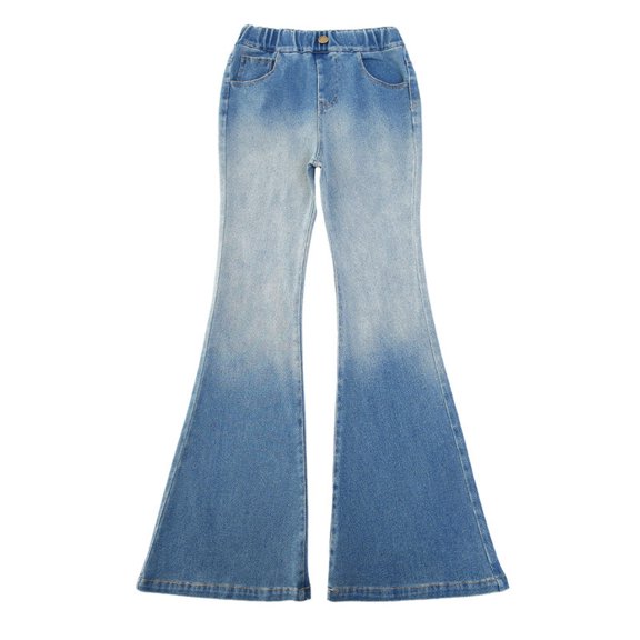 RUTAYY Toddler Girls Fashion Cute Personality Pants Elastic Waist Wide Leg Jeans Casual Demin Pants With Pockets Trouser Stylish Infants Pants