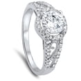 thumbnail image 4 of CHOOSE YOUR COLOR Round Clear CZ Halo Wedding Ring 925 Sterling Silver Band White Female Size 7, 4 of 4