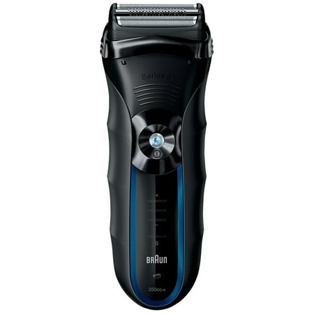 Braun Series 3 350cc Men's Electric Foil Shaver / Electric Razor with Charging Station, Black/Blue