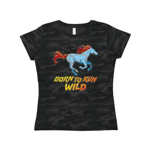 Inktastic Born to Run Wild- galloping horse Women's T-Shirt
