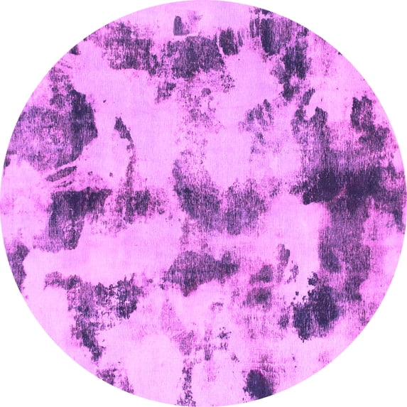 Ahgly Company Indoor Round Abstract Pink Modern Area Rugs, 3' Round