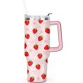 thumbnail image 2 of 40oz Cute Red Strawberry Stainless Steel Flip Straw Tumbler Spill Proof Travel Cup Double Wall Vacuum Insulated Coffee Mug with Top Handle, 2 of 6