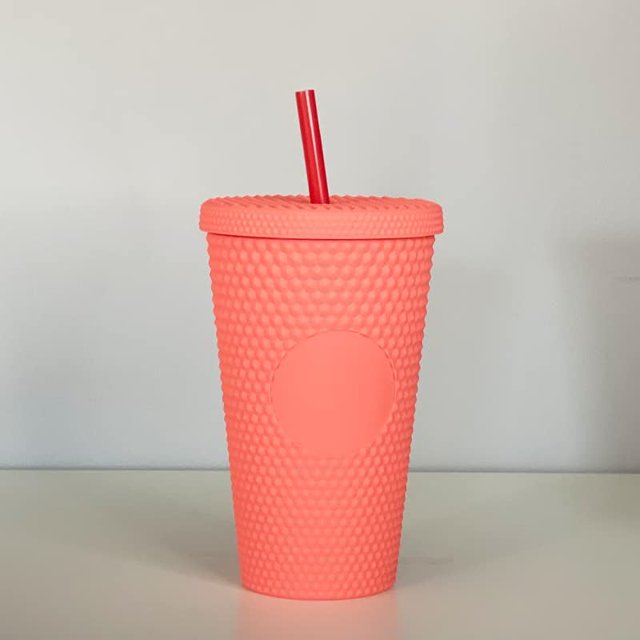 Non-Branded Studded Tumbler (16 oz, Matte Coral)