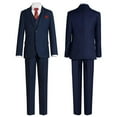 thumbnail image 4 of ETHAN Black Boys Tuxedo Suit for Wedding Dress Jacket Slim Fit 5 Piece Boys Tuxedo Suit Dark Blue 6Y, 4 of 8