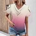 thumbnail image 2 of XIAfhje Womens Tops Tshirts Shirts For Women Summer Tops Casual Sexy Trendy Slant V-Neck Short Sleeves T-Shirts With Buttons Fashion Clothes Solid Color Pleats Tees Basic Tunic Tops, 2 of 5
