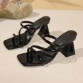thumbnail image 6 of Samdudou Slide Sandals for Women Strappy Geometric Block Heel Open Toe Square Toe Slip On Mules Summer Dressy Casual Party Wedding Vacation Ladies Modern Footwear, 6 of 9