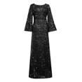 thumbnail image 7 of Dresses for Women Boho Skirts for Women Stunning Women's Evening Dress Elegant Formal Dress V Neck Design Flared Sleeves Bodycon Sequin Detail for and Wedding Guests, 7 of 7