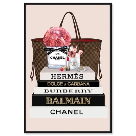 Pretty Spring Time Books Glam and Purse Canvas Fashion Posters by Art Remedy, Black Frame, 36 x 54