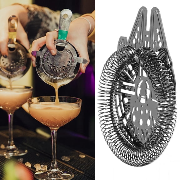 CIMAXIC Cocktails Shaker Stainless Steel Strainer Black 1Pcs
