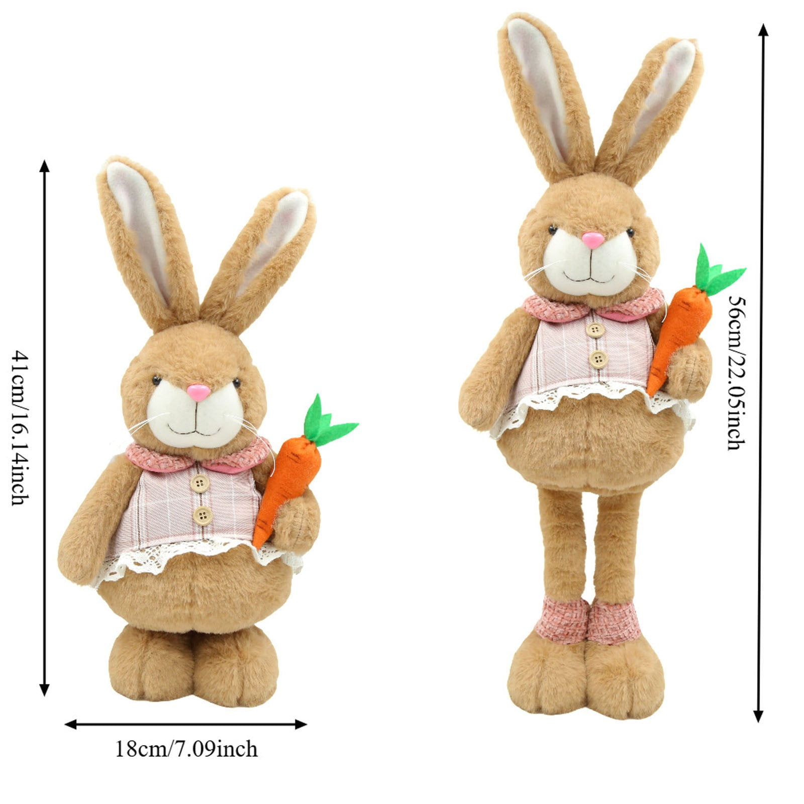Pull Leg Plush Easter Bunny Toy, Stretchy Rabbit Doll with Long Ears, Pink Fluffy Stuffed Animal for Desktop Decoration, Cute Home Spring Decor, Easter Basket Stuffers