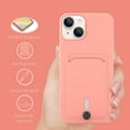 thumbnail image 4 of TPU Wallet Compatible with iPhone 15 Case 2023, Card Holder Camera Protection Cover + Screen Protector, Push-able Card Slot Silicone Soft Case Girls Women -Pink, 4 of 12