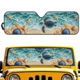 thumbnail image 2 of Uorisanigo Windshield Sun Shade Beach Turtle Shells Sunshade Compatible with Jeep Wrangler Rubicon Sahara TJ JK JKU 2 Door & 4 Door, Foldable Windshield Sunshade Sun Visor Blocks UV Rays, 2 of 7
