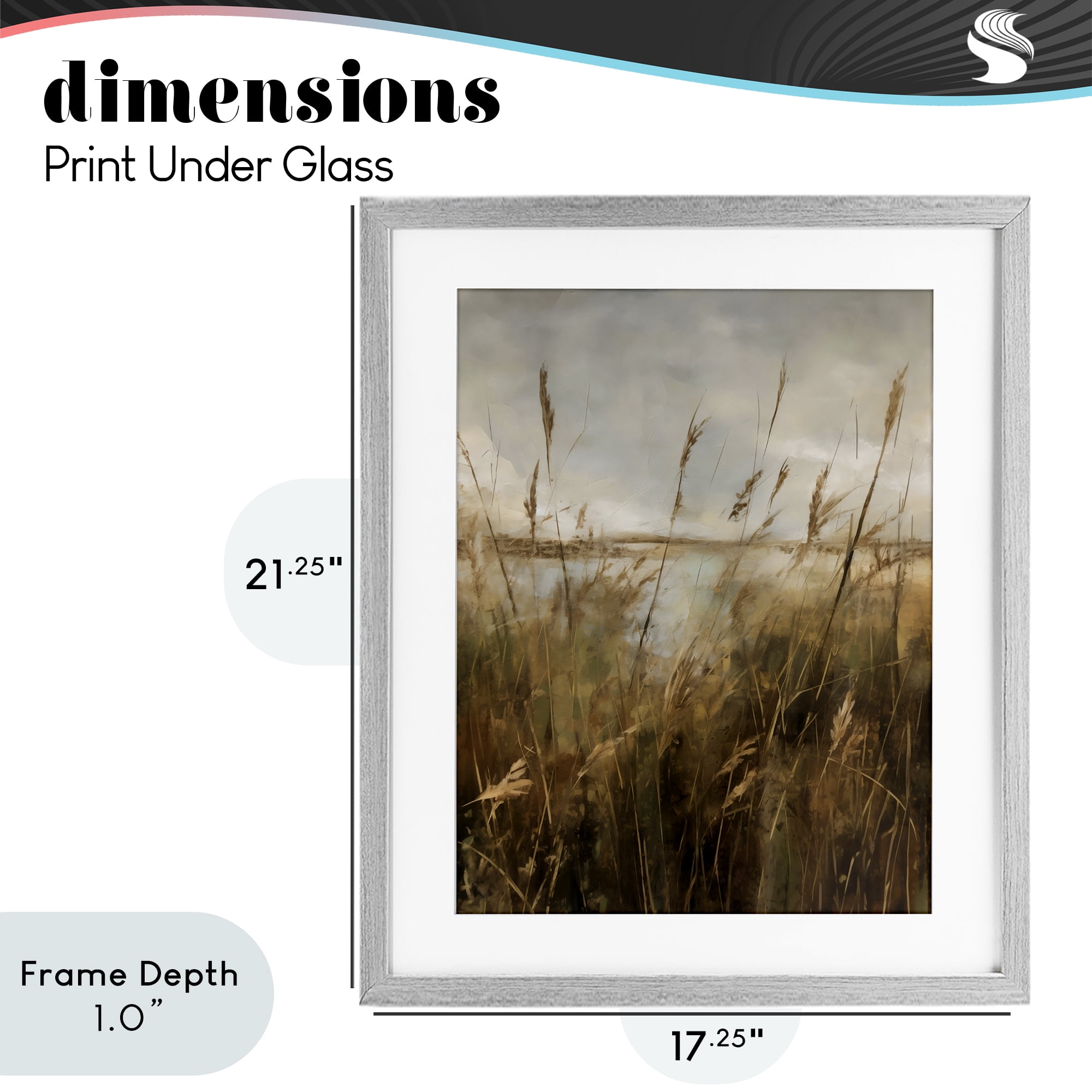 Stupell Industries Tall Grass Beside Quiet Lake Gray Framed Print Under Glass, design by Creative Studio