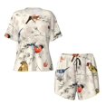 thumbnail image 2 of Yiaed Little Birds Print Short Sleeve Pajama Sets for Women Casual Crew Neck 2 Piece Lounge Sets Women's Short-Sleeved Pajama-Large, 2 of 5