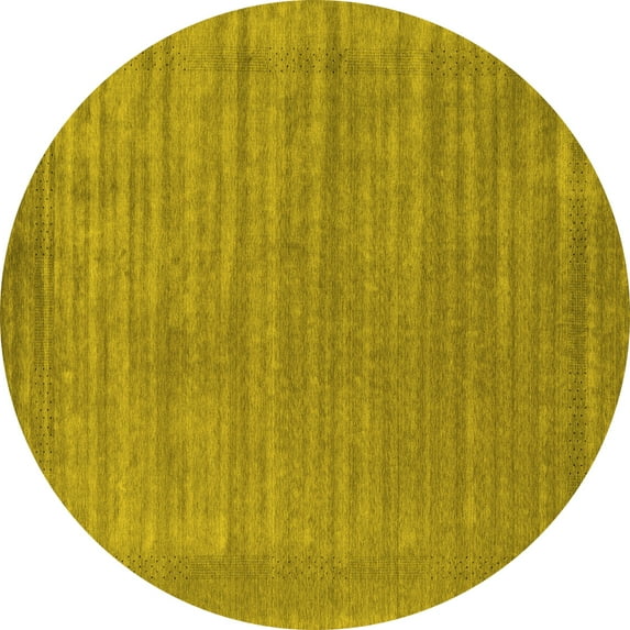 Ahgly Company Indoor Round Abstract Yellow Contemporary Area Rugs, 5' Round
