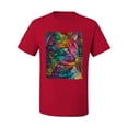 thumbnail image 3 of Colorful Cat Portrait | Cat Lover Owner | Dean Russo Art Animal Lover Men's T-Shirt, Red, 2XL, 3 of 5