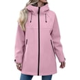 thumbnail image 4 of Cavosen Rain Jacket Women Waterproof Lightweight Long Raincoat with Hood Packable Ripstop Solid Jacket Outdoor Windbreaker Trench Coats, 4 of 8