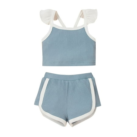 

Baby Girl Clothes Spring Summer Solid Sleeveless Vest Shorts Outfits Set Clothes Summer Outfits