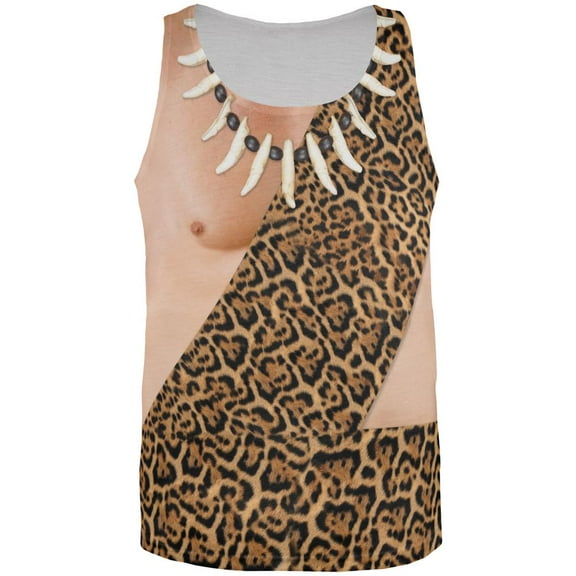 Halloween Caveman Costume All Over Adult Tank Top - 2X-Large