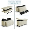 thumbnail image 3 of Hearth & Harbor Ottoman Storage Bench, 30" Ottoman with Storage,White Linen, 3 of 8