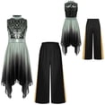 thumbnail image 7 of Sholeno Girls Praise Dance Outfit Sequin Worship Asymmetrical Tunic with Wide Leg Pants Liturgical Dress Black 16, 7 of 7