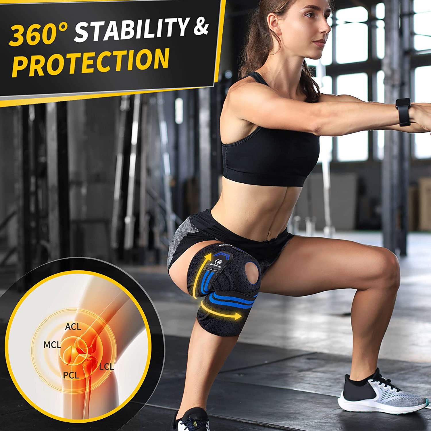 Cambivo Knee Brace with Side Stabilizers, Size L photo 5