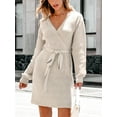 thumbnail image 5 of CUPSHE Women's V-Neck Belted Sweater Dress, 5 of 8