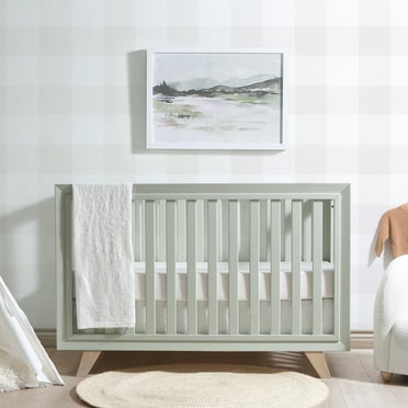 Second Story Home Wooster 3-in-1 Convertible Crib with Adjustable Mattress Heights, Sage Finish