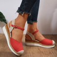 thumbnail image 5 of Modisza Women Espadrilles Wedge Sandals Summer Casual Walking Sandal Closed Toe Arch Support Shoes with Buckles Ankle Strap Red Size 5.5, 5 of 8