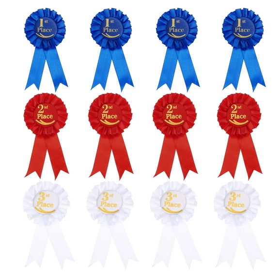 Uxcell Blank Award Ribbon, Ribbon Honorable Prize Recognition Ribbon, 3Color 12Pcs