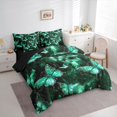 thumbnail image 3 of Feelyou Adult Fashion Butterfly Bedding Comforter Set 7pcs, Romantic Animal King Bedding Sets, Mystic Green Galaxy Reversible Bed Sheets, Luxury Bedroom Decor, 3 of 7