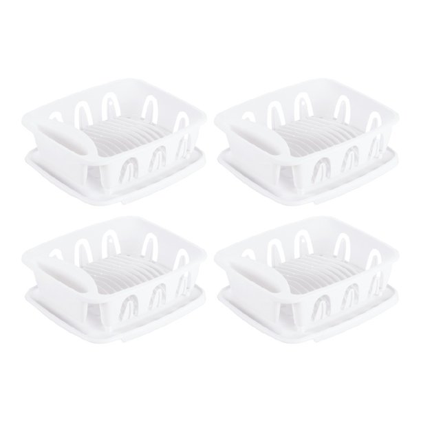 Sterilite 0636 Small 2 Piece Sink Dish Drainer Dry Rack Inclined