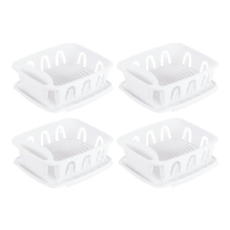 4 pieces Sterilite Small 2 Piece Sink Set, White - Dish Drying Racks - at 