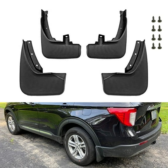 Xotic Tech 4PCS Front & Rear Mud Flap Splash Guards Fender Flare Mudguard Dirt Slush Trap Protector w/Hardware Accessories Full Set Compatible with Ford Explorer Sport Utility 2019-2022