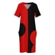 thumbnail image 3 of Vestido retro floral rojo y negro para mujer, vestido holgado con bolso, vestido de fiesta, vestidos elegantes para boda de verano., 3 of 6