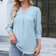 thumbnail image 4 of Camisa de gasa de manga 3/4 suelta de color sólido informal con estilo para mujer OAVQHLG3B Store lin121212, 4 of 5