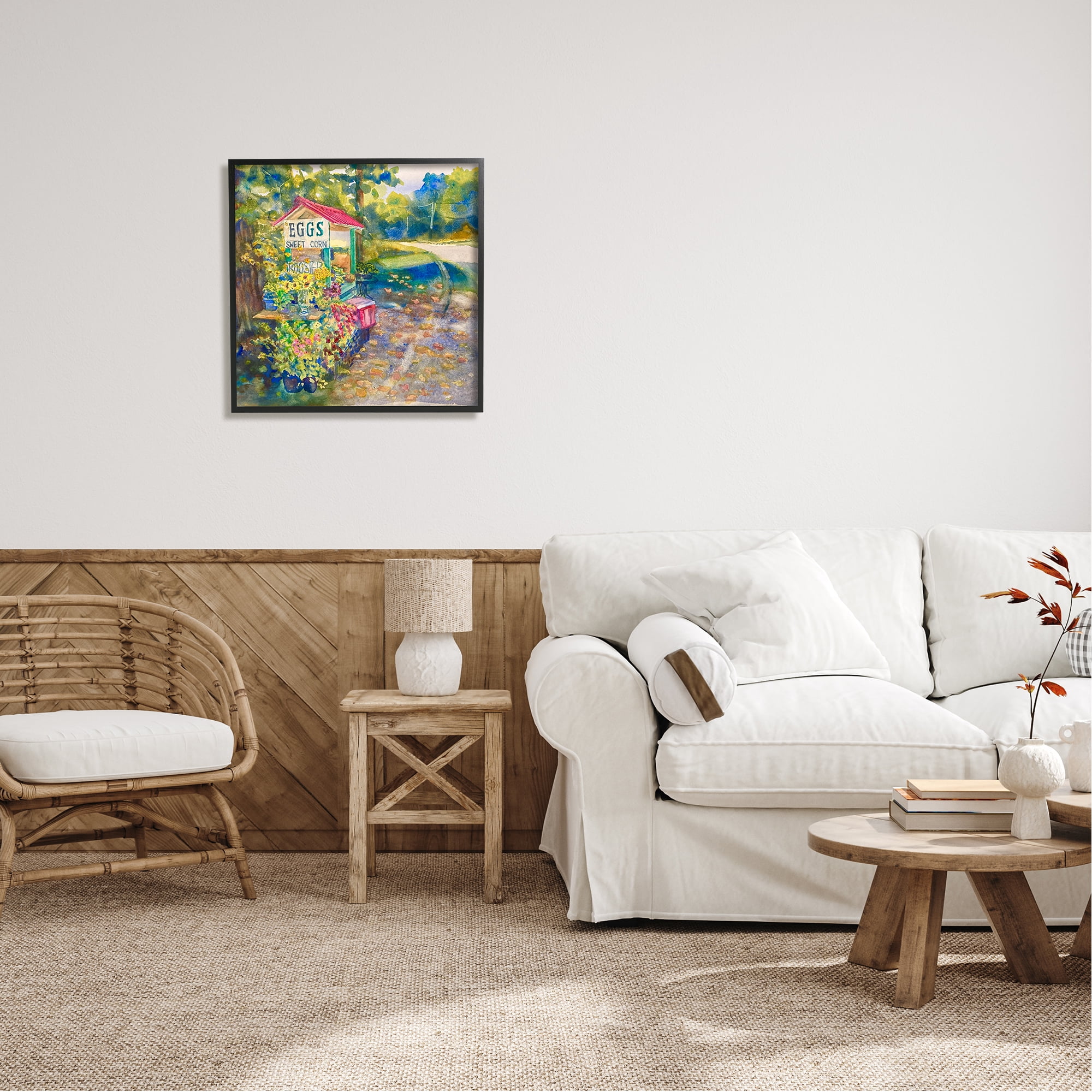 Stupell Industries Farm Stand Painting Nature Painting Black Framed Art Print Wall Art, 24 x 24